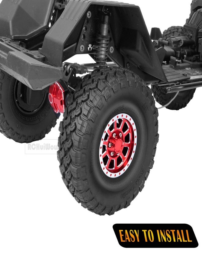 جنوط عجلات RCHuiWow RC مقاس 1.9 بوصة بنظام Beadlock لسيارات الزحف بمقياس 1/10 من طراز TRX-4 SCX10 SCX10 II 90046 SCX10 III D90، جنوط عجلات ألومنيوم شديدة التحمل، 4 قطع، لون أحمر - Image 3
